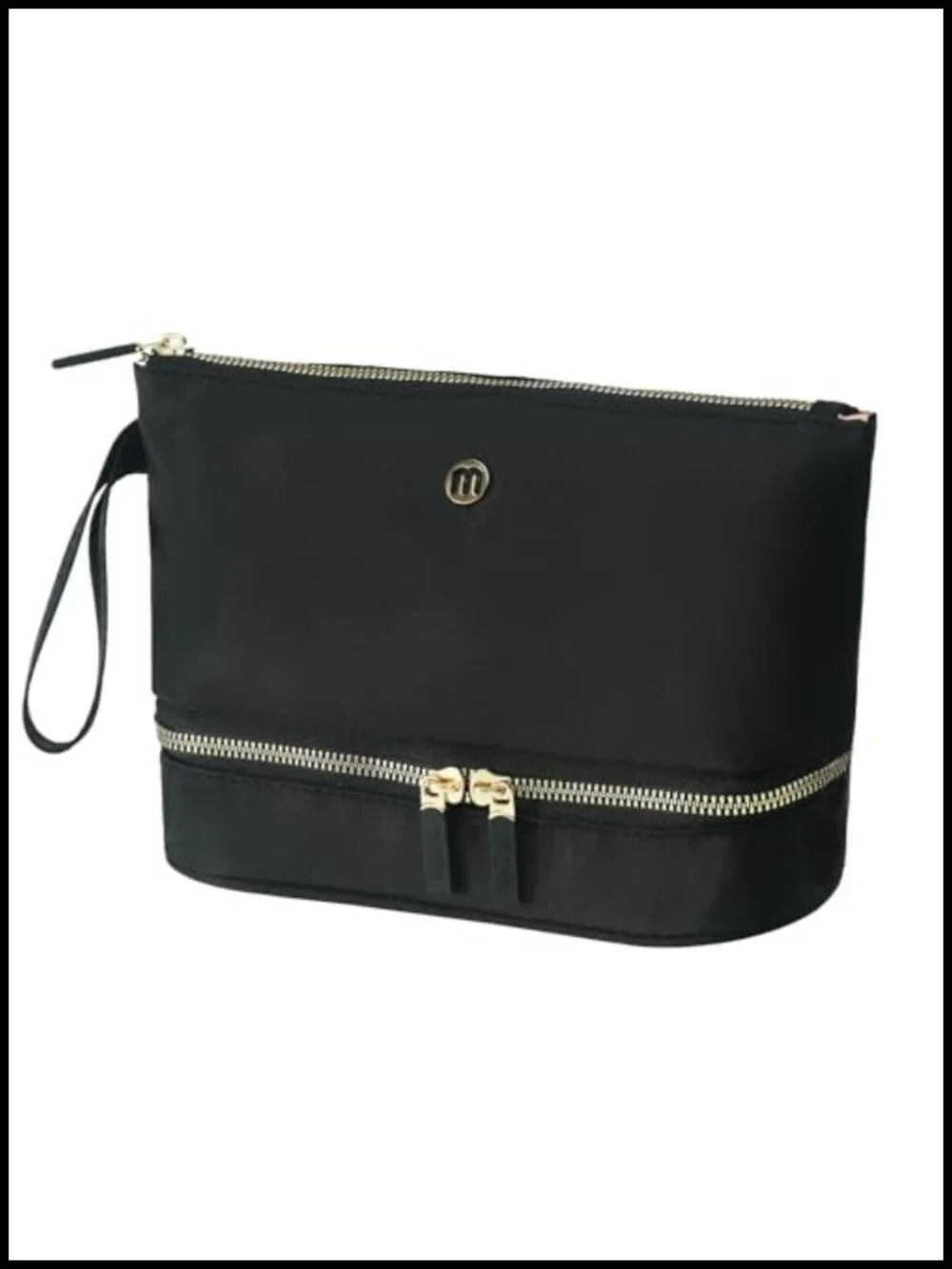 Double Layer Travel Makeup Bag with Brush Organizer, Waterproof Durable Leather